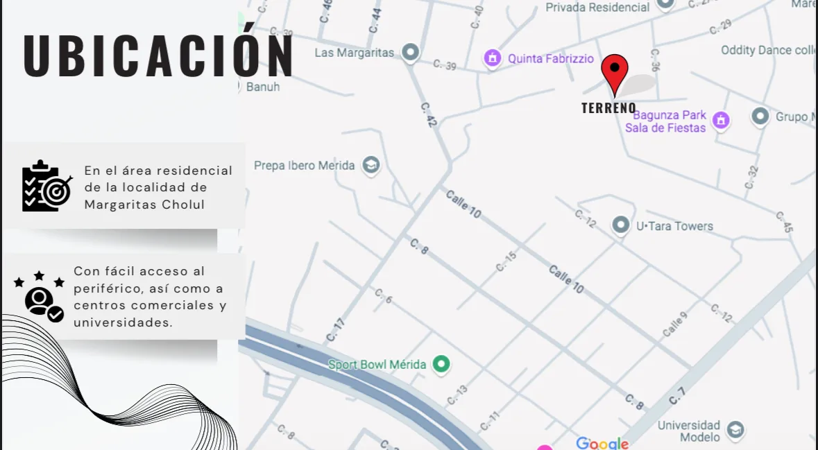 Venta de Terreno en las Margaritas, Cholul de 846 m2